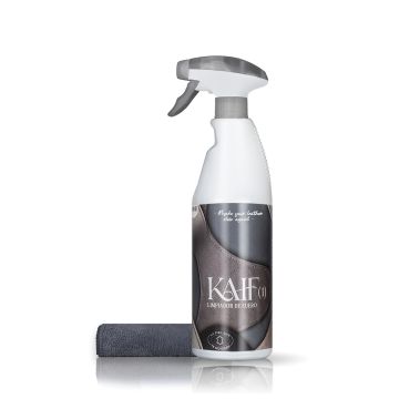 Frontal de una botella de Kaif Limpiador de Cuero