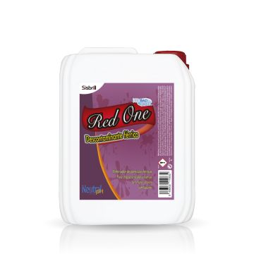 Frontal de la garrafa de 5 litros de Red One Descontaminante Férrico