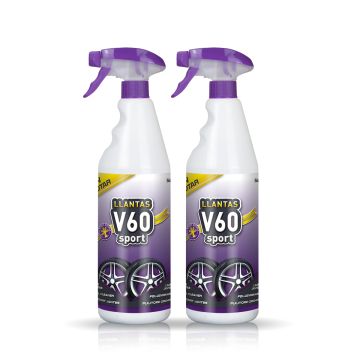 Frontal de 2 botellas de V60 Sport Limpia Llantas