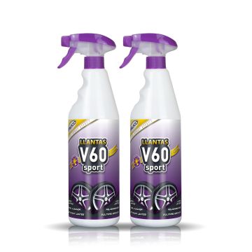 Frontal de 2 botellas de V60 Sport Limpia Llantas