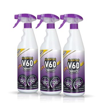 Frontal de 3 botellas de V60 Sport Limpia Llantas