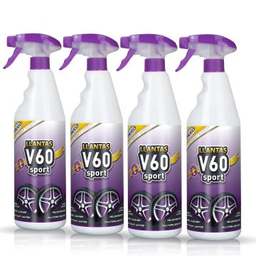 Frontal de 4 botellas de V60 Sport Limpia Llantas