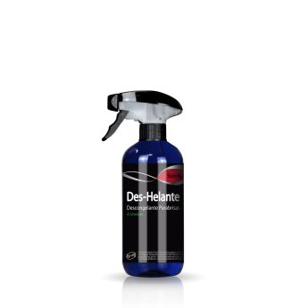 Frontal de una botella de Des-Helante Descongelante de Parabrisas