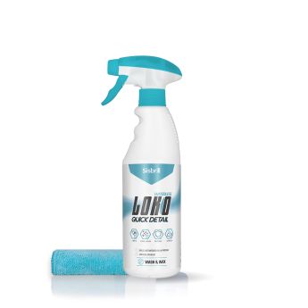 Frontal de la botella de Loko Quick Detail con microfibra