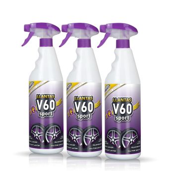 Frontal de 3 botellas de V60 Sport Limpia Llantas