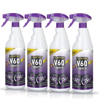 Frontal de 4 botellas de V60 Sport Limpia Llantas