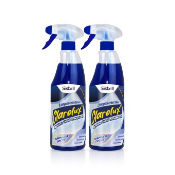 Frontal de dos botellas de Clarolux Limpiacristales