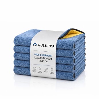 Pack de cinco toallas de microfibra ultrasuave bicolor Multi-TOP