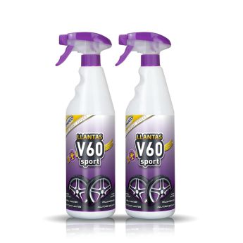 Frontal de 2 botellas de V60 Sport Limpia Llantas