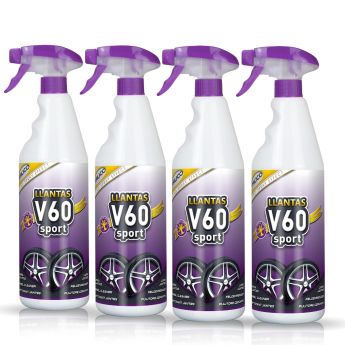 Frontal de 4 botellas de V60 Sport Limpia Llantas