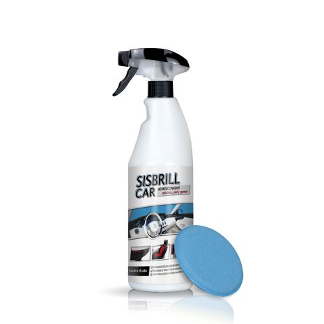 Frontal de la botella de Sisbrill Car Acondicionador de Pl&aacute;sticos, Piel y Gomas con aplicador azul