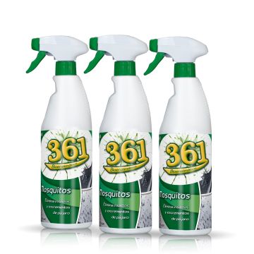 Frontal de pack de 3 botellas de 361 Limpiador de Mosquitos y Eliminador de Excrementos de Ave