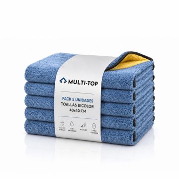 Pack de cinco toallas de microfibra ultrasuave bicolor Multi-TOP