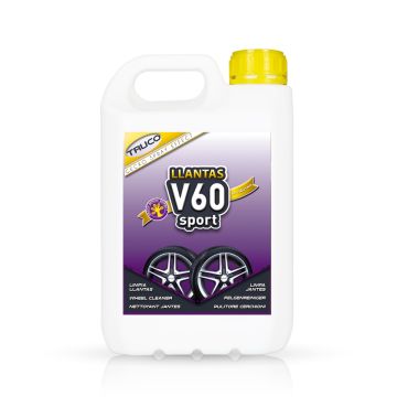 Frontal de la garrafa de 5 litros de V60 Sport Limpia Llantas